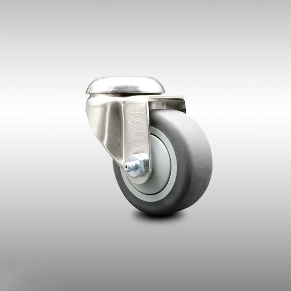 3 Inch 316SS Thermoplastic Rubber Wheel Swivel Bolt Hole Caster